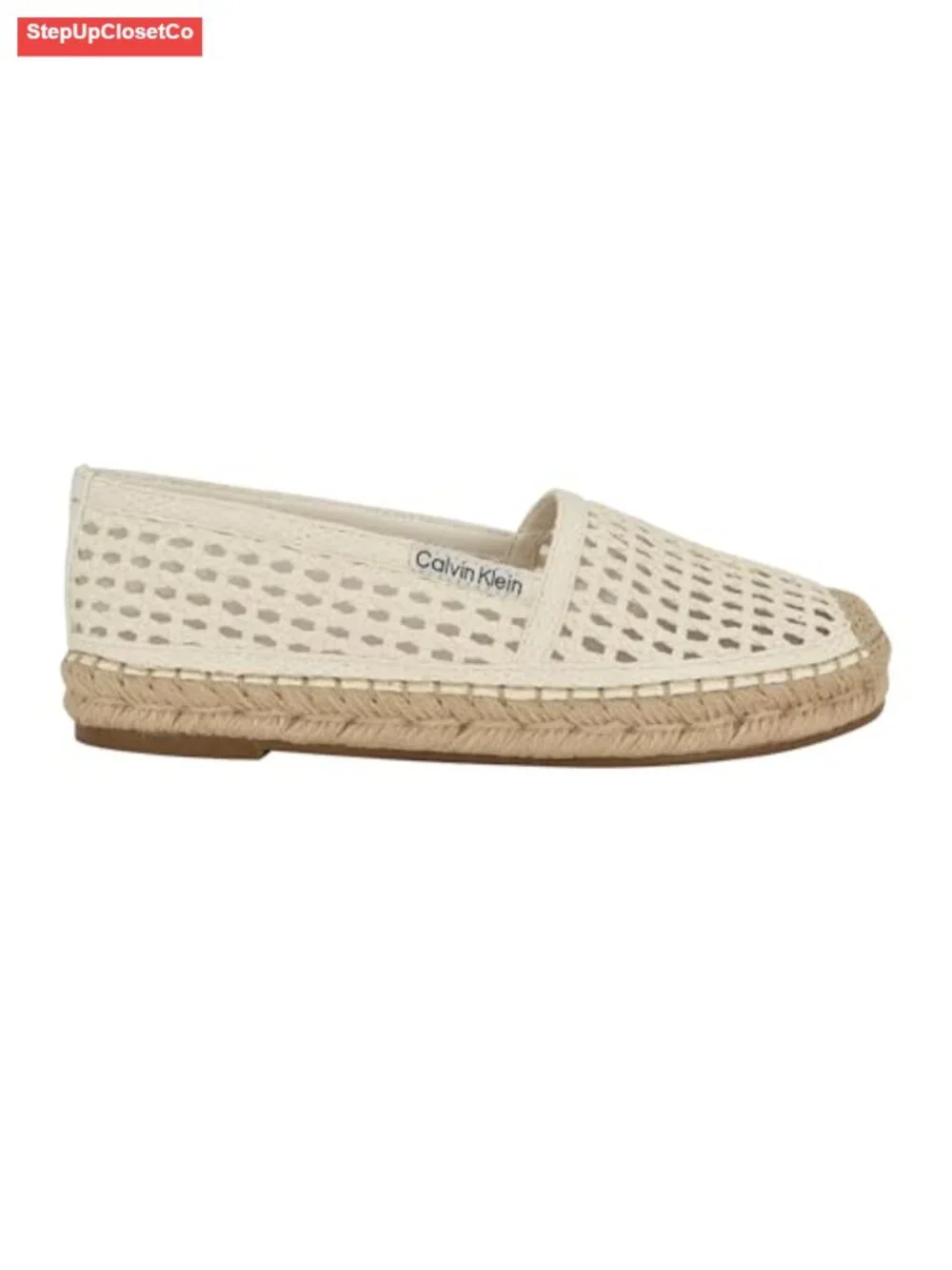 Woven Espadrille Slip-On Loafers with Faux Leather
